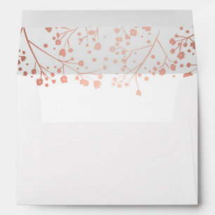 Rose Gold Baby's Breath Flowers Elegant Wedding Envelope