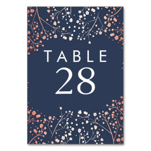 Rose Gold Baby's Breath Wedding Table Numbers