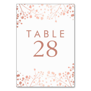 Rose Gold Baby's Breath Wedding Table Numbers