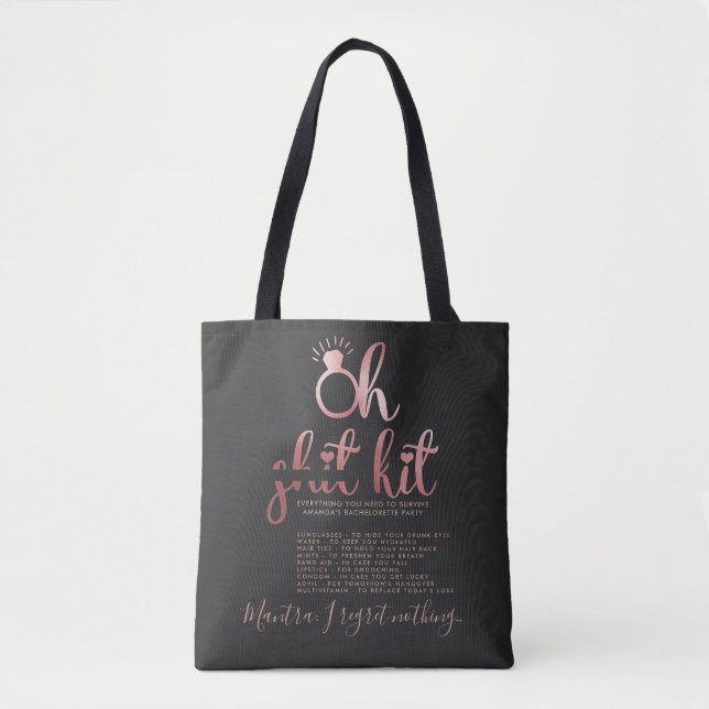 Rose Gold Bachelorette Kit Personalised Tote Bag (Front)
