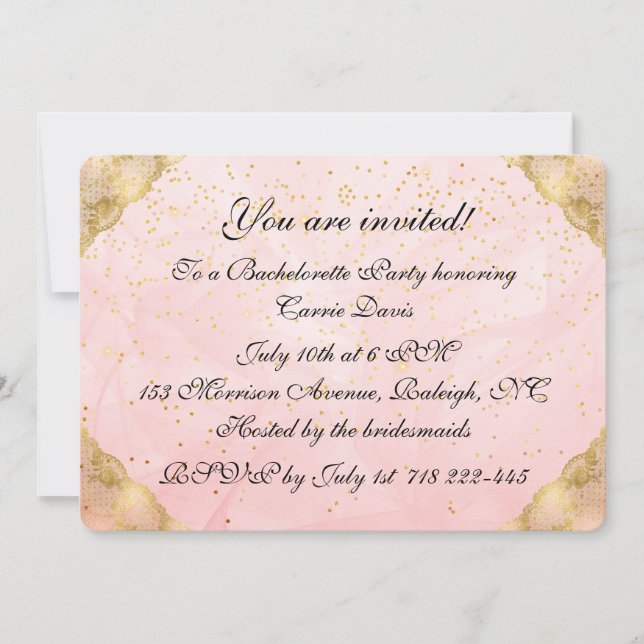 Rose Gold Bachelorette Party Invitation (Front)