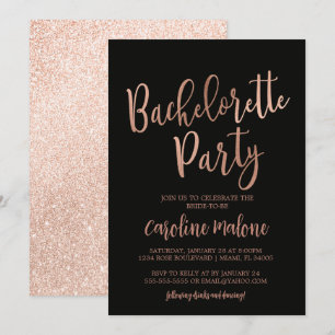 Rose Gold Bachelorette Party Invitation   Glitter