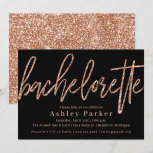 Rose Gold Bachelorette Party Invitation Glitter