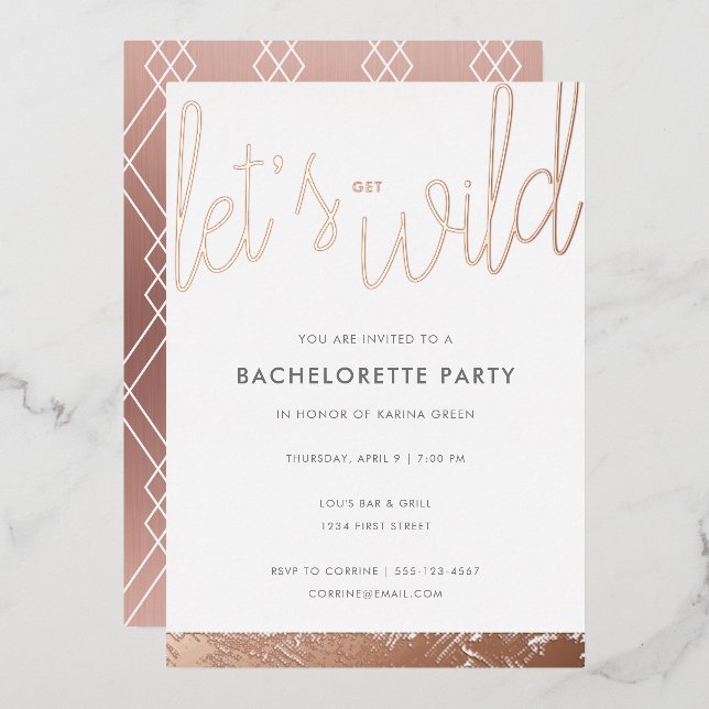 Rose Gold Bachelorette Rose Gold Foil Invitation (Front/Back)