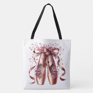 Rose Gold Ballet Slippers Large Shoulder Tote  Bag