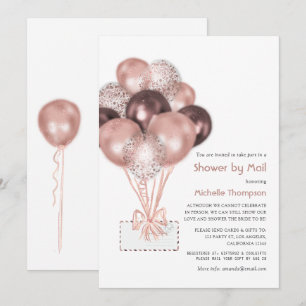 Rose Gold Balloon Baby or Bridal Shower by Mail Invitation