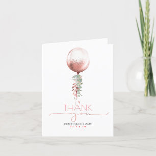 Rose Gold Balloon Baby Shower Thank You Card