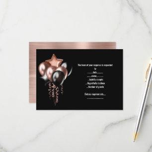 ROSE GOLD BALLOON BLACK METALLIC RESPONSE CARD