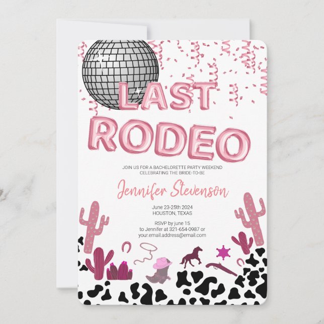 Rose gold balloon font Cowgirl bachelorette party  Invitation (Front)