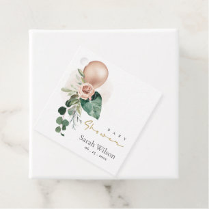 ROSE GOLD BALLOON PEACH FLORAL BUNCH BABY SHOWER FAVOUR TAGS