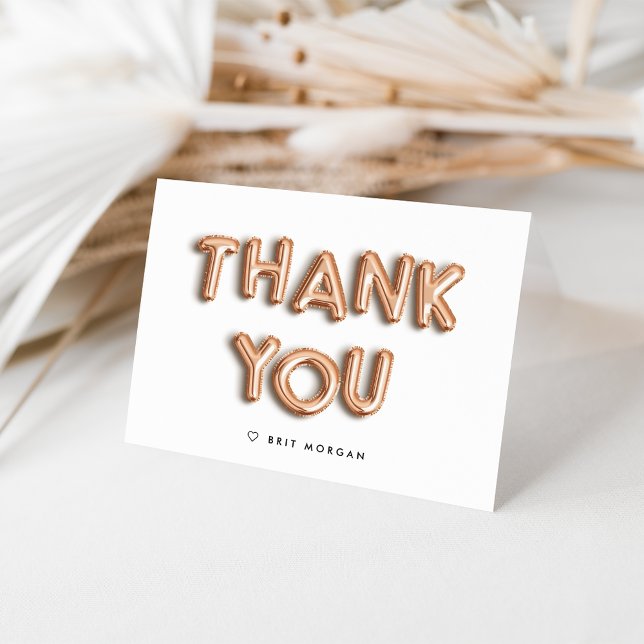 Rose Gold Balloon Personalised Thank You Card (Creator Uploaded)