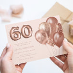 Rose Gold Balloons 60th Birthday Party Invitation<br><div class="desc">Rose Gold Balloons 60th Birthday Party Invitation

See matching collection in Niche & Nest Store</div>