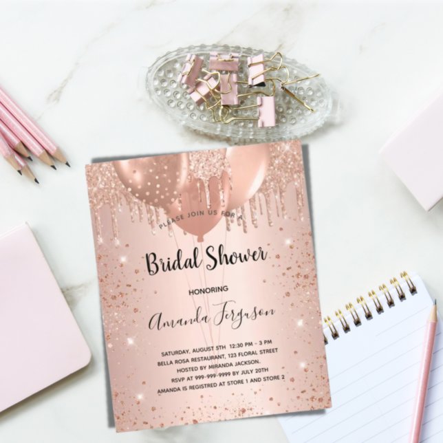 Rose gold balloons bridal shower invitation (Creator Uploaded)