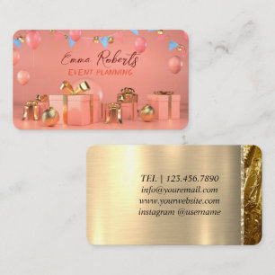 Rose Gold Balloons Modern Business card