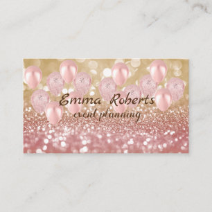 Rose Gold Balloons Modern Business card