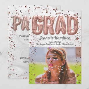 Rose Gold Balloons Pink Confetti Girls Graduation Invitation