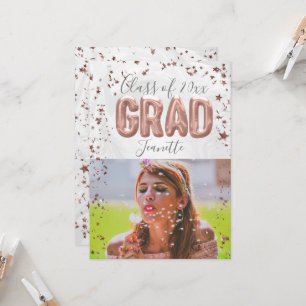Rose Gold Balloons Pink Confetti Girls Graduation Invitation