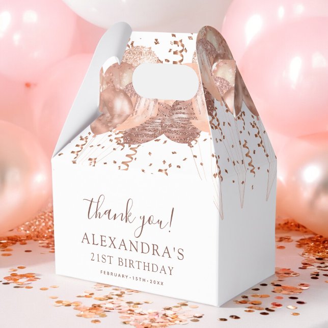 Rose Gold Balloons Thank You 21st Birthday Party  Favour Box (Creator Uploaded)