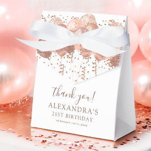 Rose Gold Balloons Thank You 21st Birthday Party Favour Box