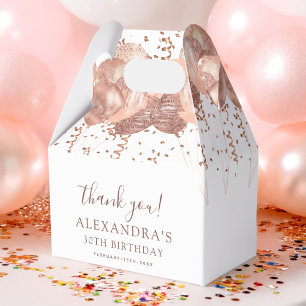 Rose Gold Balloons Thank You 30th Birthday Party  Favour Box