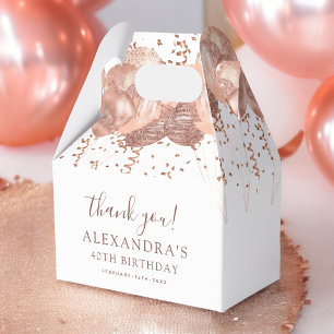 Rose Gold Balloons Thank You 40th Birthday Party Favour Box