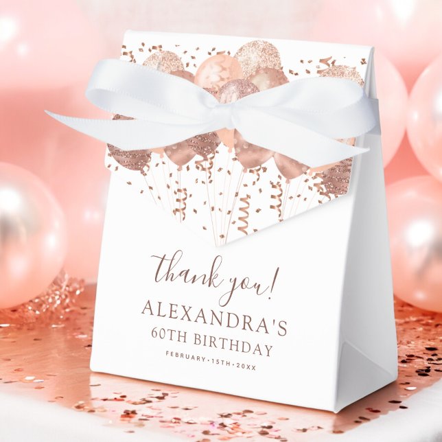 Rose Gold Balloons Thank You 60th Birthday Party  Favour Box (Creator Uploaded)