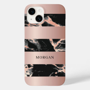 Rose Gold Bands, Black & Rose Gold Marble, Name Case-Mate iPhone 14 Case