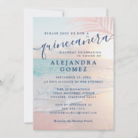 Rose Gold Beach Quinceañera Pink 15th Birthday