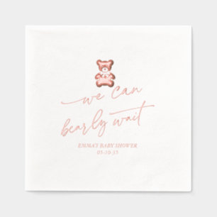 Rose Gold Bearly Wait Baby Girl Shower Foil Napkins