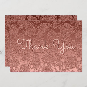 Rose Gold Beautiful Script Modern Elegant Floral Thank You Card