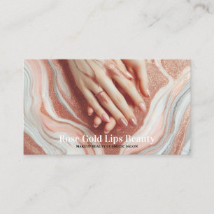 Rose Gold Beautiful Woman Makeup Nail Business Card