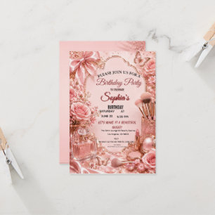 Rose Gold Beauty Glam Birthday Celebration Card