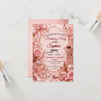 Rose Gold Beauty Glam Birthday Celebration Card