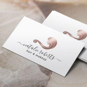 Rose Gold Beauty Logo Hair Stylist Makeup Artist Business Card