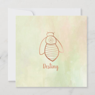 Rose Gold Bee Symbol Flat Card