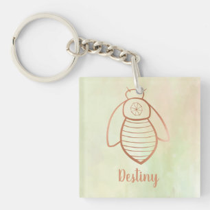 Rose Gold Bee Symbol Key Ring