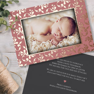 Rose Gold Birth Announcement Foil Card