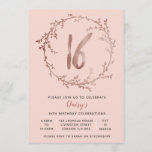 Rose Gold Birthday Girls 16th birthday invitation<br><div class="desc">Faux Foil Rose Gold Birthday Girls 16th  birthday invitation</div>