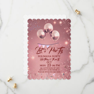 Rose Gold Birthday Invitation Template: Let's Part