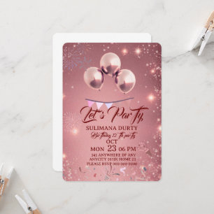 Rose Gold Birthday Invitation Template: Let's Part