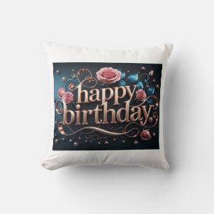 Rose gold birthday luxurious elegant extravagant cushion