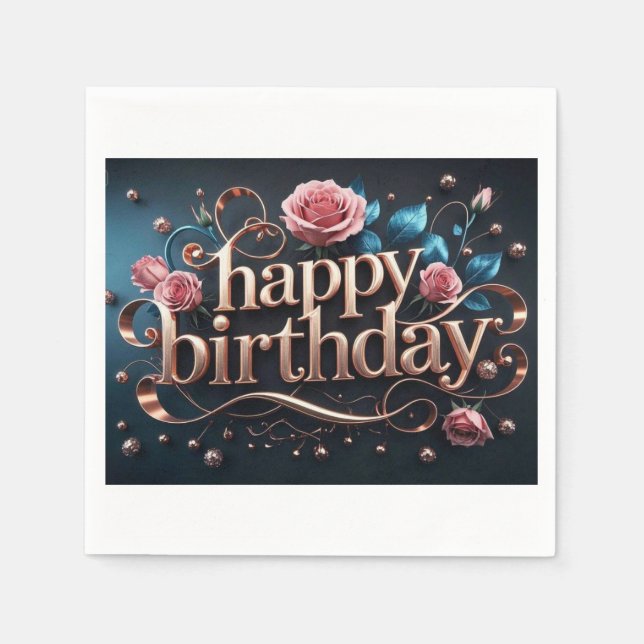 Rose gold birthday luxurious elegant extravagant  napkin (Front)