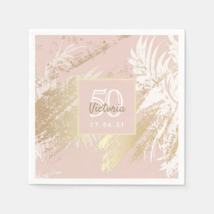 Rose gold birthday party abstract pattern napkin