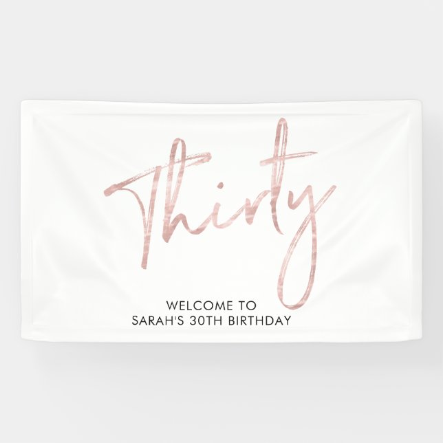 Rose Gold Birthday Party Welcome Banner (Horizontal)