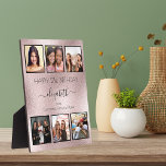 Rose gold birthday photo collage best friends plaque<br><div class="desc">A gift from friends for a woman's 21st (or any age) birthday, celebrating her life with a collage of 6 of your high quality photos of her, her friends, family, interest or pets. Personalise and add her name, age 21 and your names. A rose gold faux metallic looking background. Her...</div>