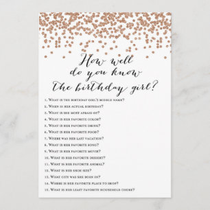 Rose Gold Birthday - Who knows Birthday Girl Game Invitation