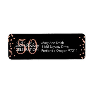Rose Gold Black 50th Birthday Glitter Confetti