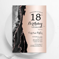 Rose Gold Black Agate 18th Birthday