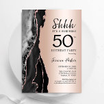 Rose Gold Black Agate Surprise 50th Birthday Invitation<br><div class="desc">Black and rose gold agate surprise 50th birthday party invitation. Elegant modern design featuring rock stone marble geode background,  faux glitter rose gold and typography script font. Trendy invite card perfect for a stylish women's bday celebration. Printed Zazzle invitations or instant download digital printable template.</div>