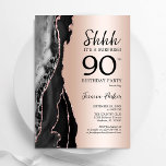 Rose Gold Black Agate Surprise 90th Birthday Invitation<br><div class="desc">Black and rose gold agate surprise 90th birthday party invitation. Elegant modern design featuring rock tone agate marble geode background,  faux glitter rose gold and typography script font. Trendy invite card perfect for a stylish women's bday celebration. Printed Zazzle invitations or instant download digital printable template.</div>